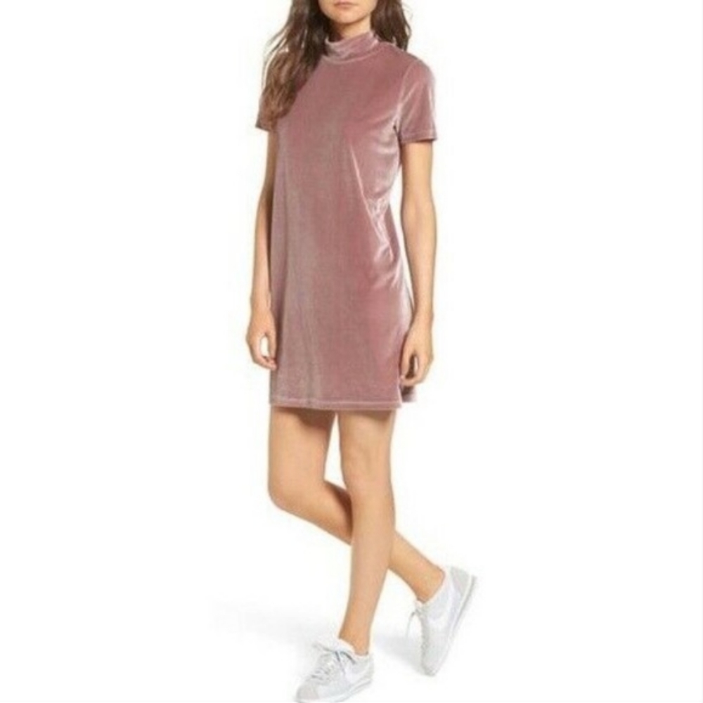 MADEWELL Dusty Rose Mock Neck Velvet Dress